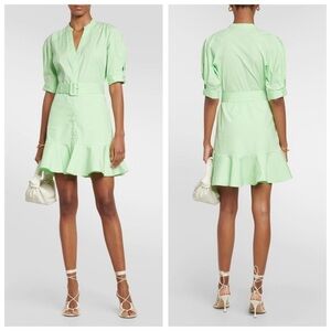 VERONICA BEARD Molly Belted Flare Shirt Dress in Pistachio Size 8